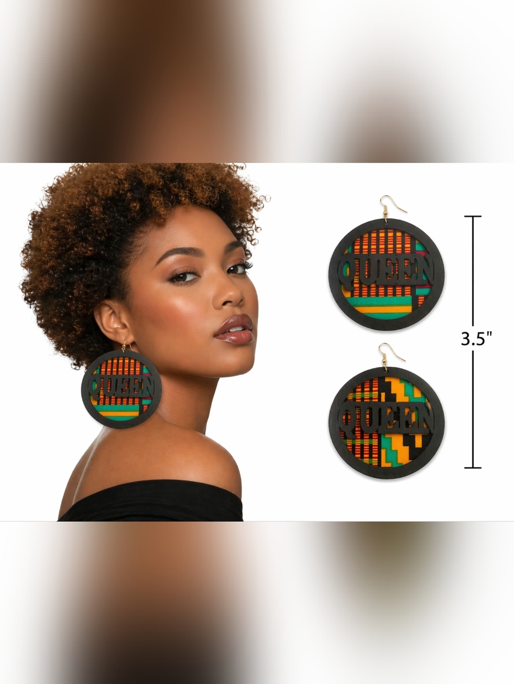 Handcrafted “Queen” Ankara Print Statement  Earrings